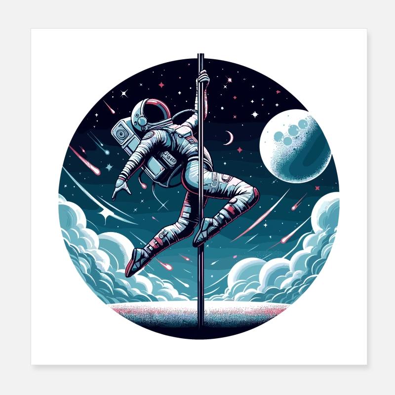 Pole Dance Astronautin Poledance Geschenk Poster 20x20 cm