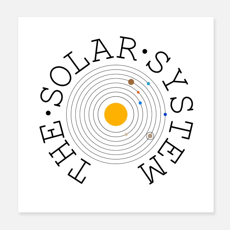 Le système solaire (noir) Poster 20 x 20 cm