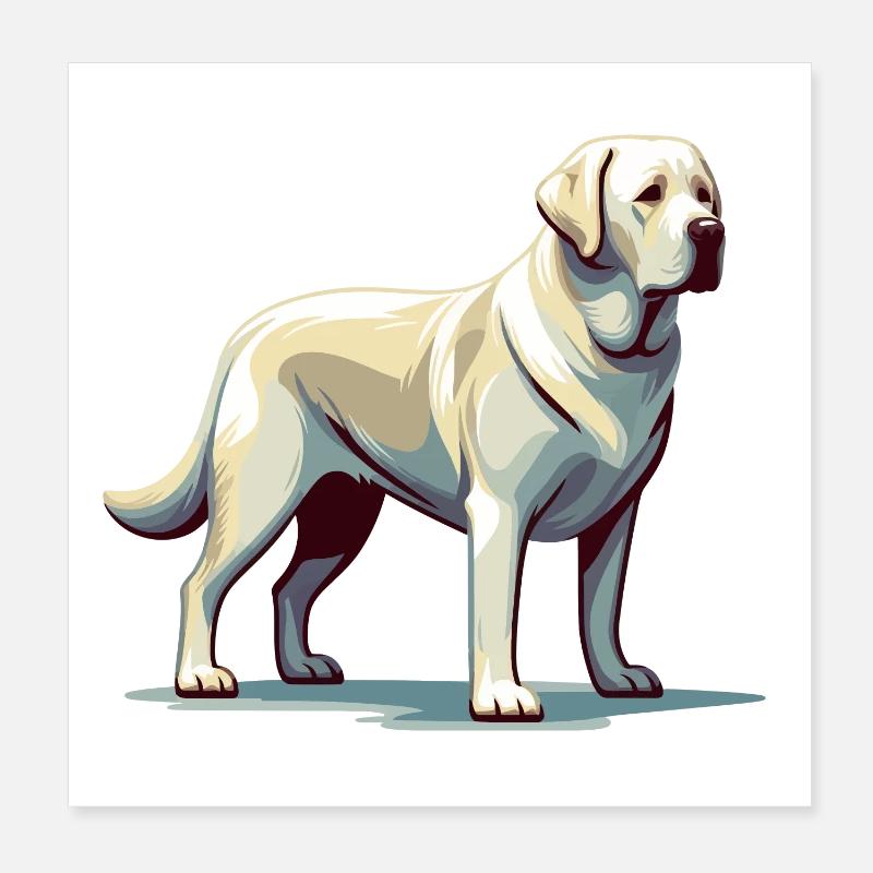 Labrador blanc debout Poster 20 x 20 cm
