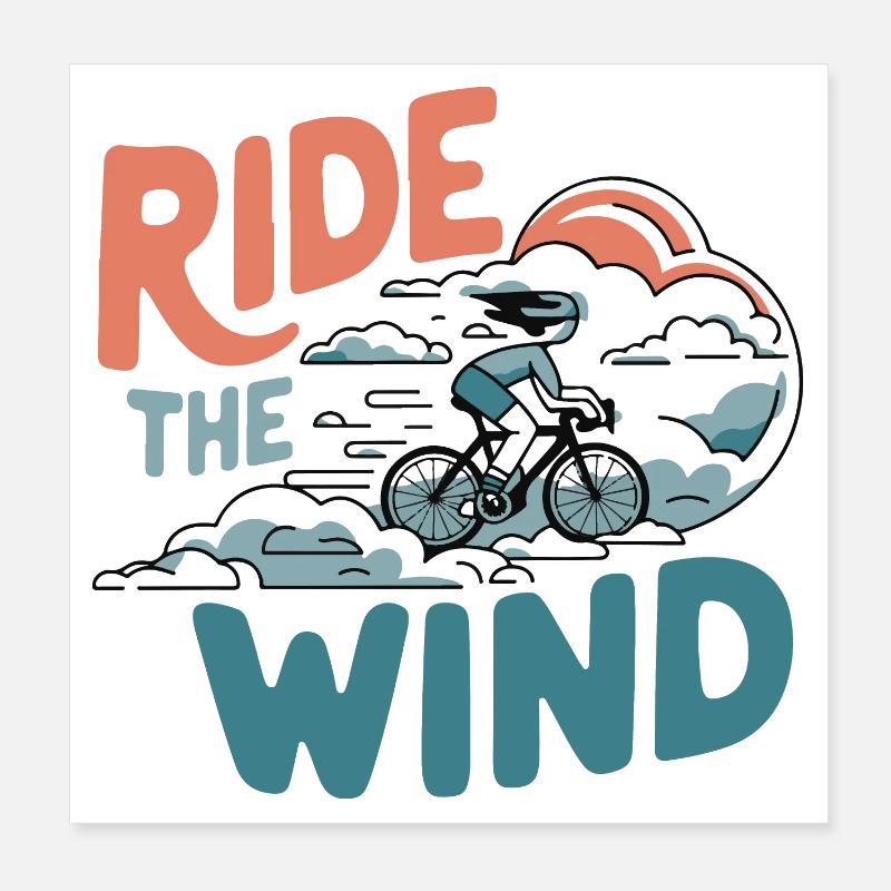 Fahren Sie mit dem Wind-Radfahrer Poster 20x20 cm