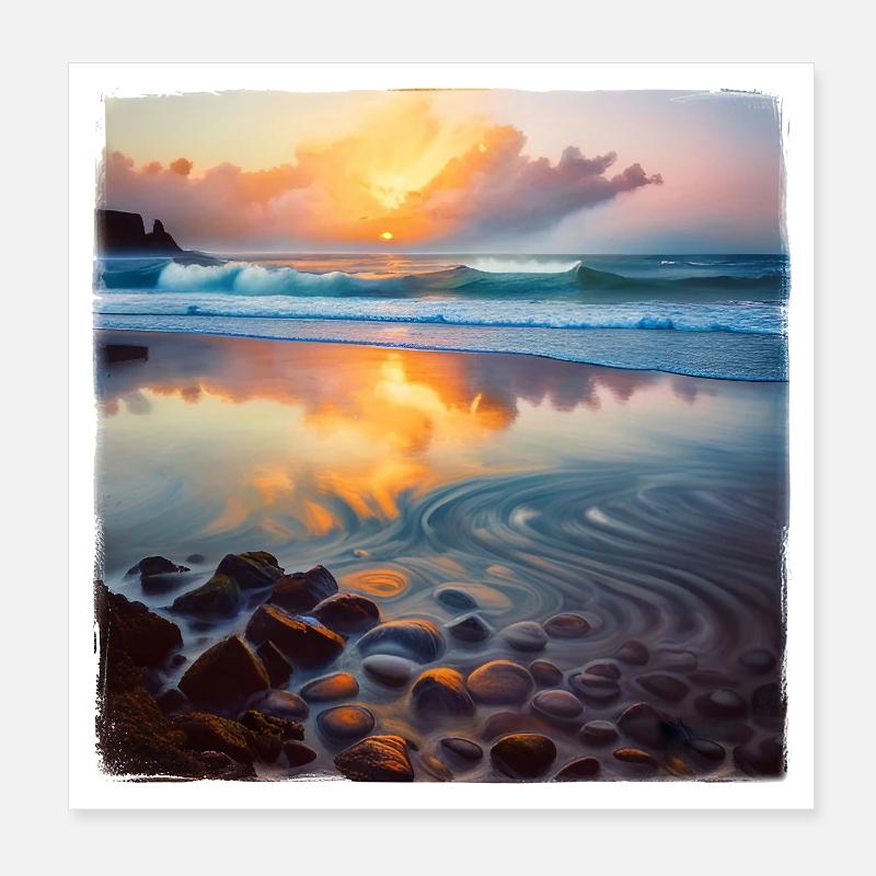 Beach Pebbles Poster 8" x 8" (20x20 cm)