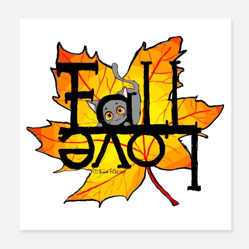 Herbst-Katze Fall Love Poster 20x20 cm