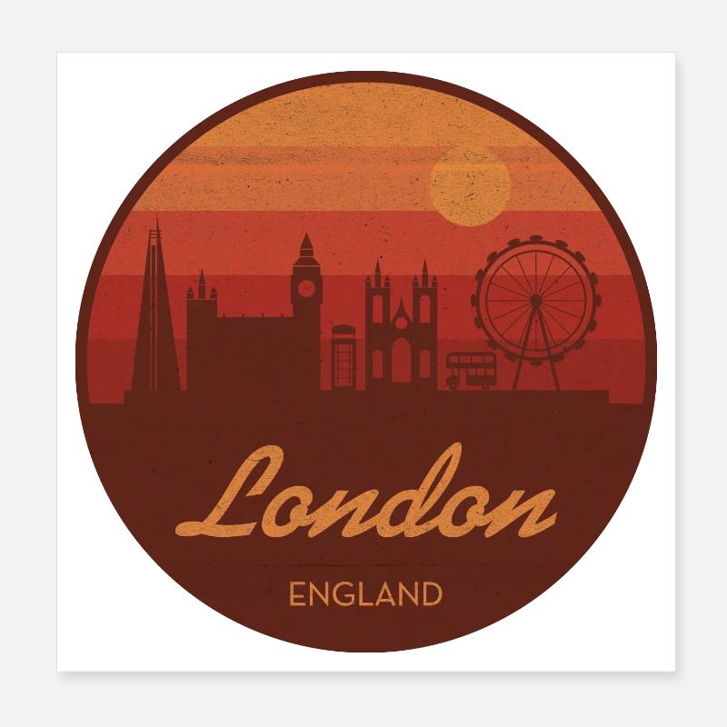 London's skyline in retro sunset Poster 8" x 8" (20x20 cm)