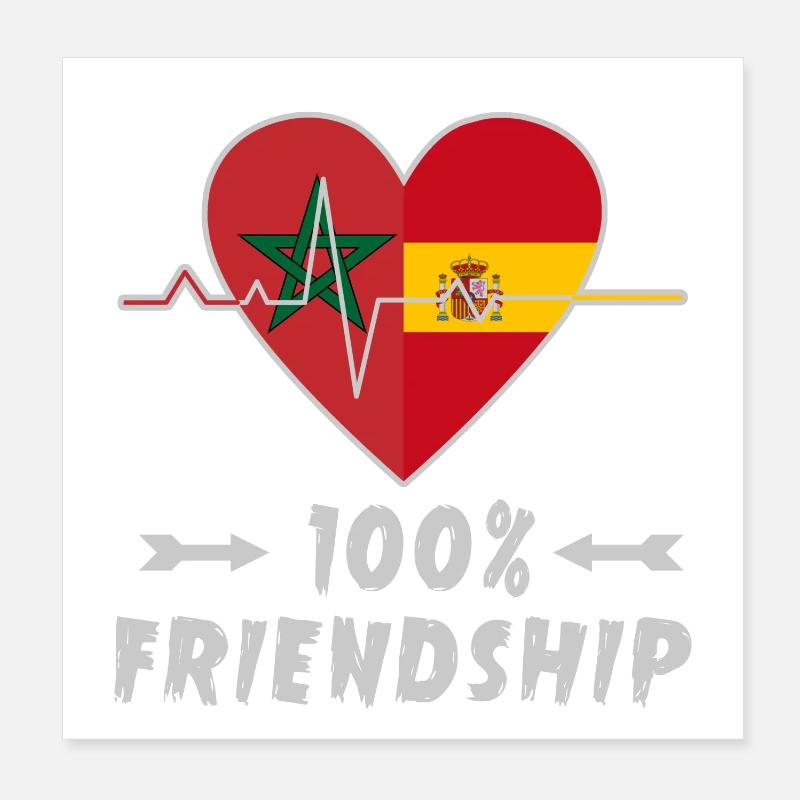 Morocco and Spain 100% friendship Poster 8" x 8" (20x20 cm)