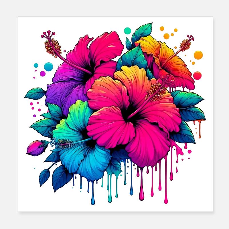 Fleurs d’hibiscus Poster 20 x 20 cm