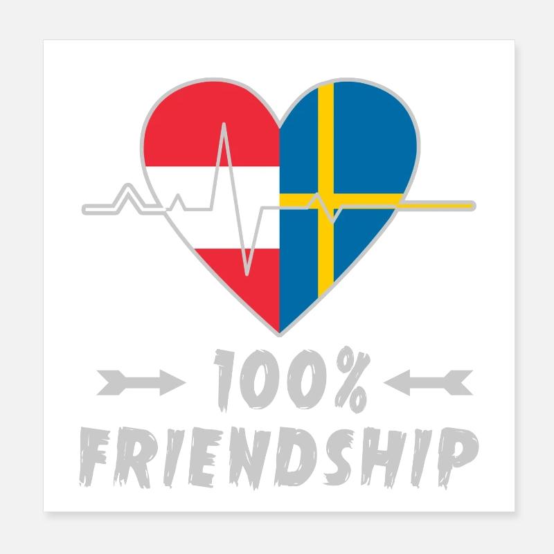Austria and Sweden 100% friendship Poster 8" x 8" (20x20 cm)