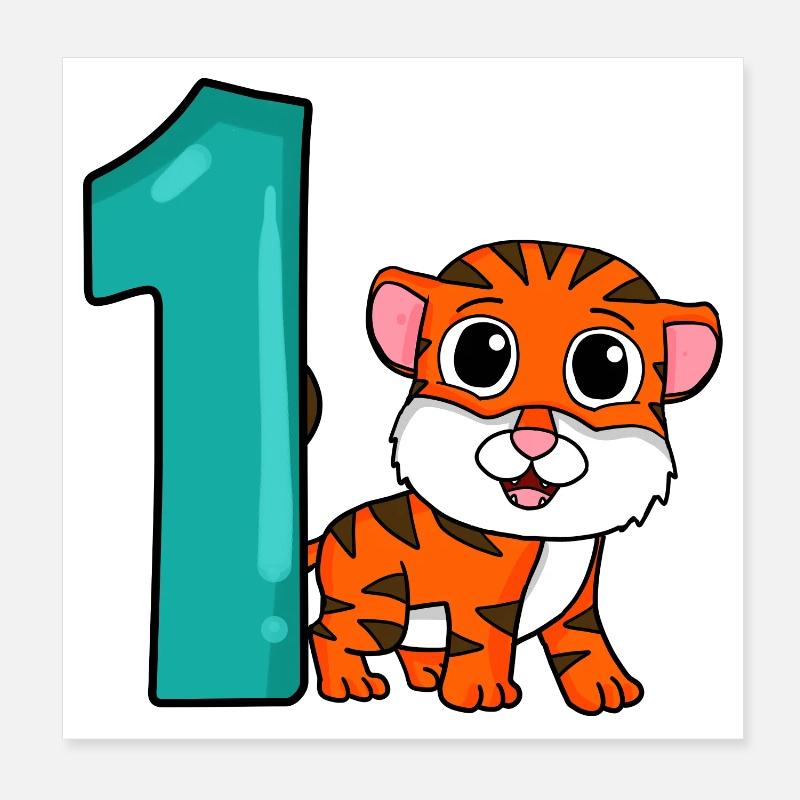 Number 1 Number One - Tiger Motif Poster 8" x 8" (20x20 cm)