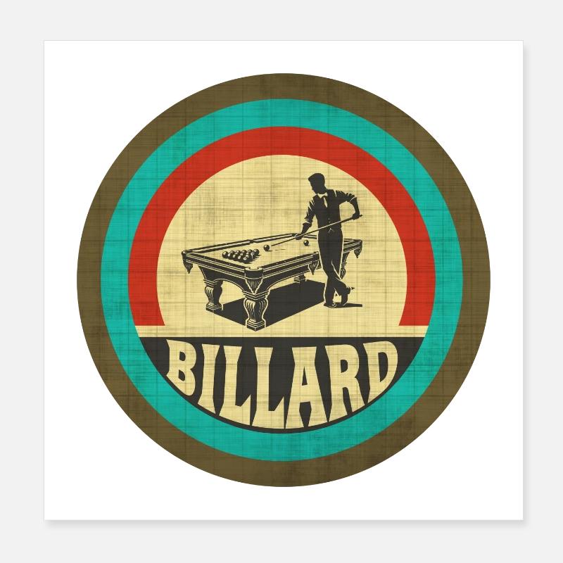 Vintage Design Billiard Poster 8" x 8" (20x20 cm)