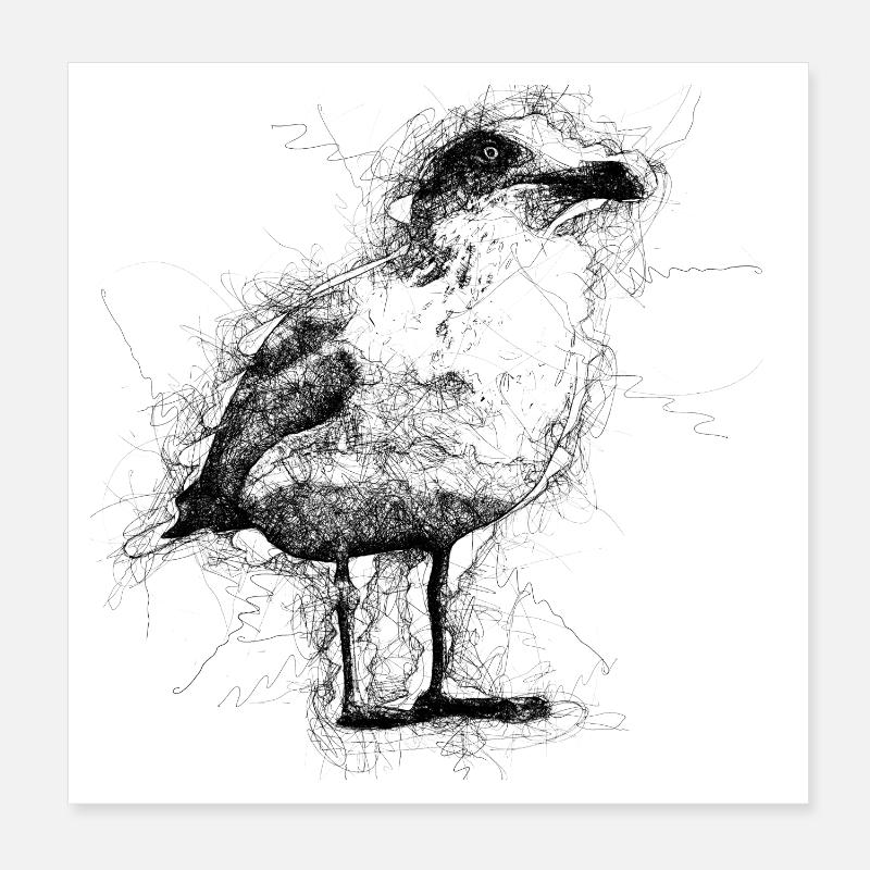 Gull Poster 8" x 8" (20x20 cm)