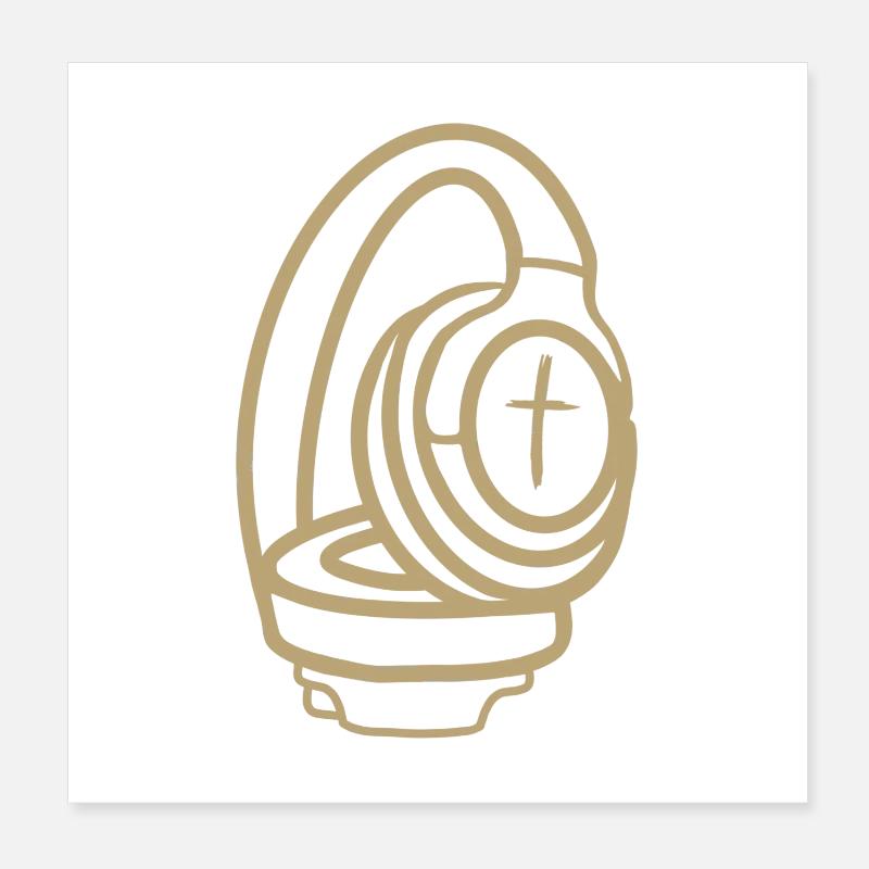 Kopfhörer mit Kreuz Poster 20x20 cm