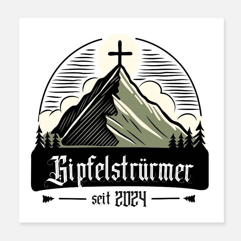 Gipfelwanderer - Bergsteiger 2024 Poster 20x20 cm