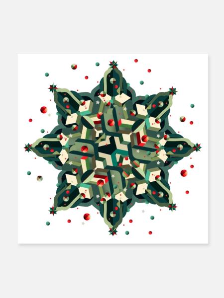 toller Weihnachtsstern im geometrischen Stil - Poster 20x20 cm - Weiß - Vorne