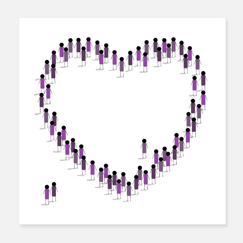 Crowd Heart Samhørighed Fællesskab Lilla Poster 20x20 cm