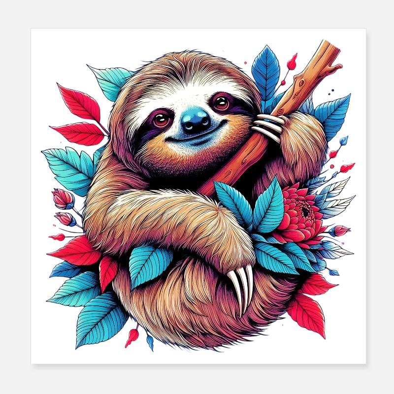 Faultier Poster 20x20 cm