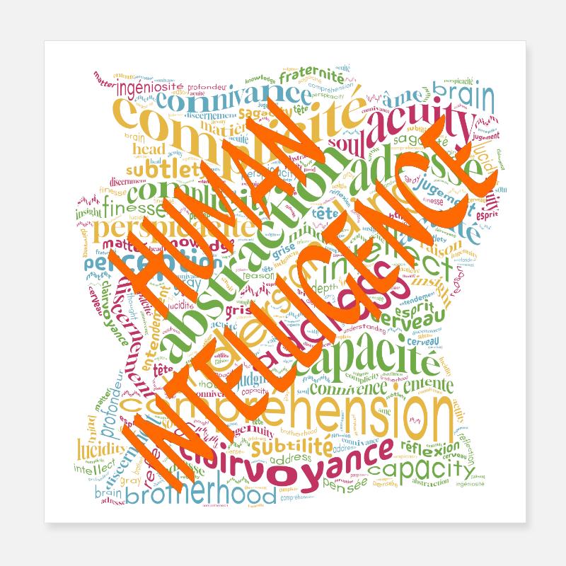 Human Intelligence nuage - Poster 20 x 20 cm - blanc