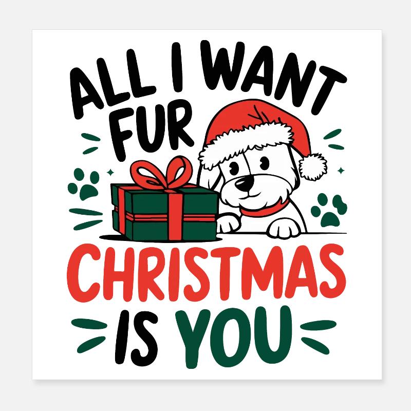 Conception de message de Noël de chiot festif Poster 20 x 20 cm