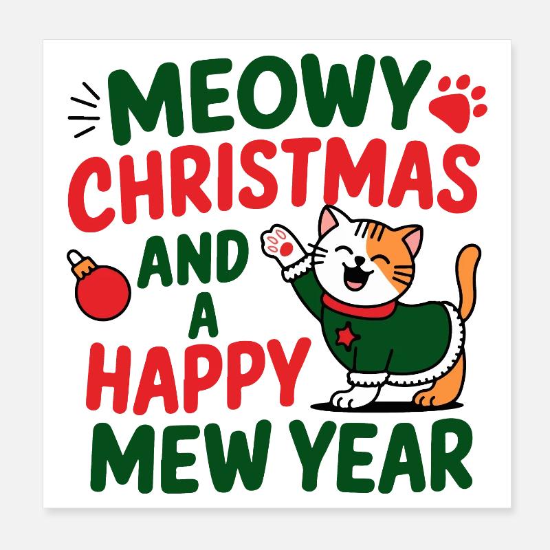 Conception de l’année du chat festif Poster 20 x 20 cm