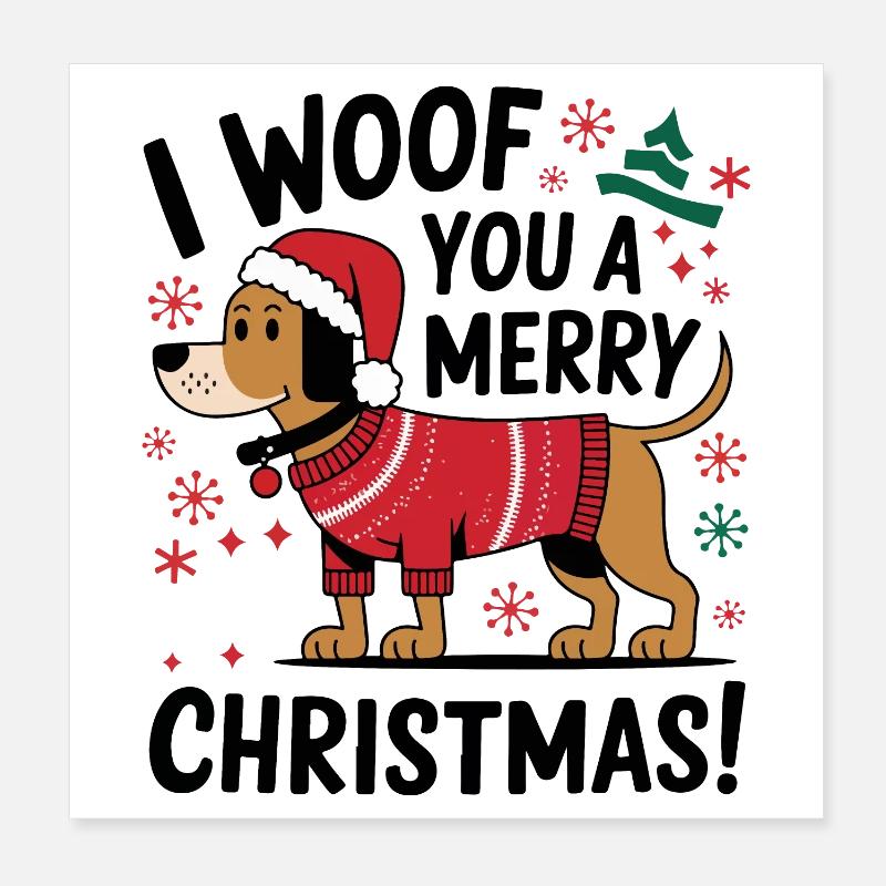 Festlicher Hund im Weihnachtspullover Poster 20x20 cm