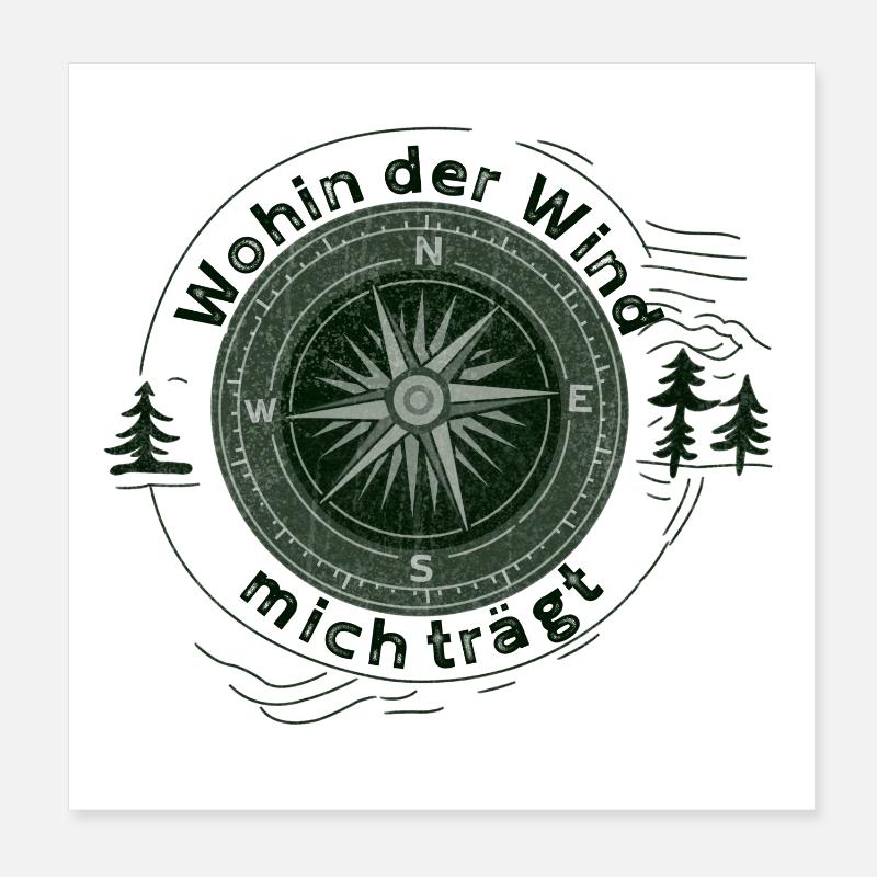 Compass Design – Where the Wind Takes Me - Poster 8" x 8" (20x20 cm) - white
