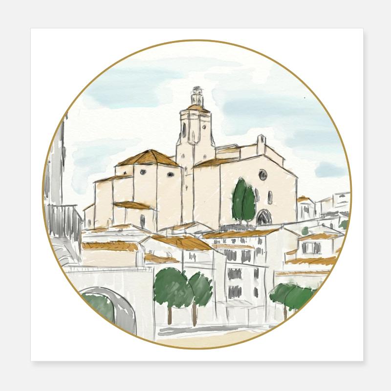 Cadaqués Aquarell Poster 20x20 cm