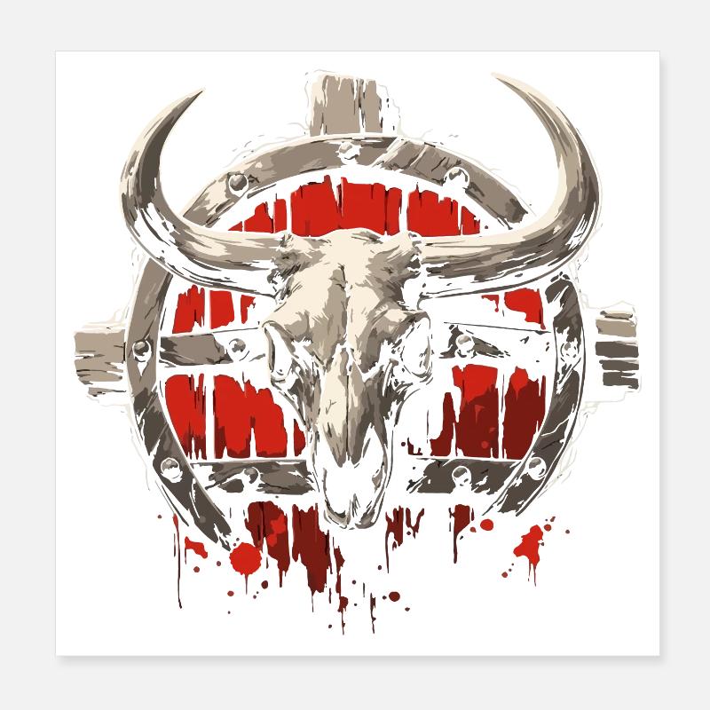 Bison-Schädel Poster 20x20 cm