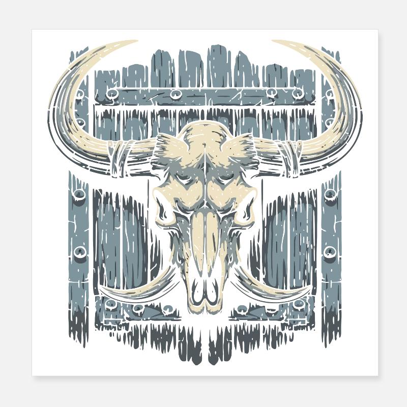 Bison-Schädel Poster 20x20 cm