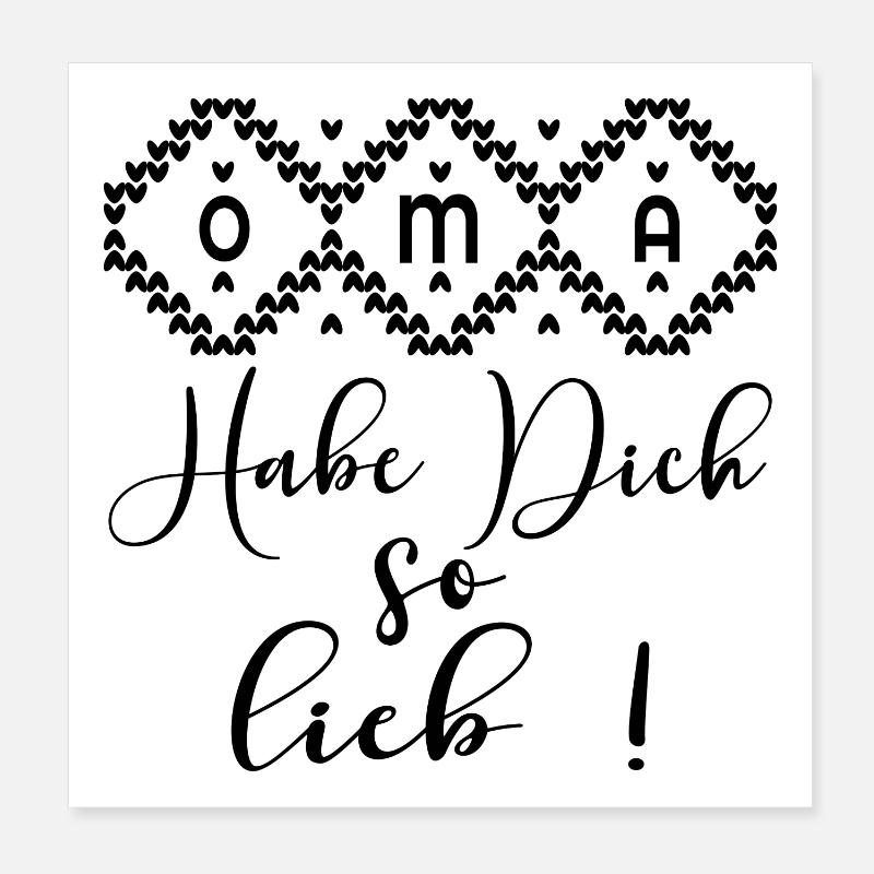 OMA HABE DICH SO LIEB - Herzen Poster 20x20 cm