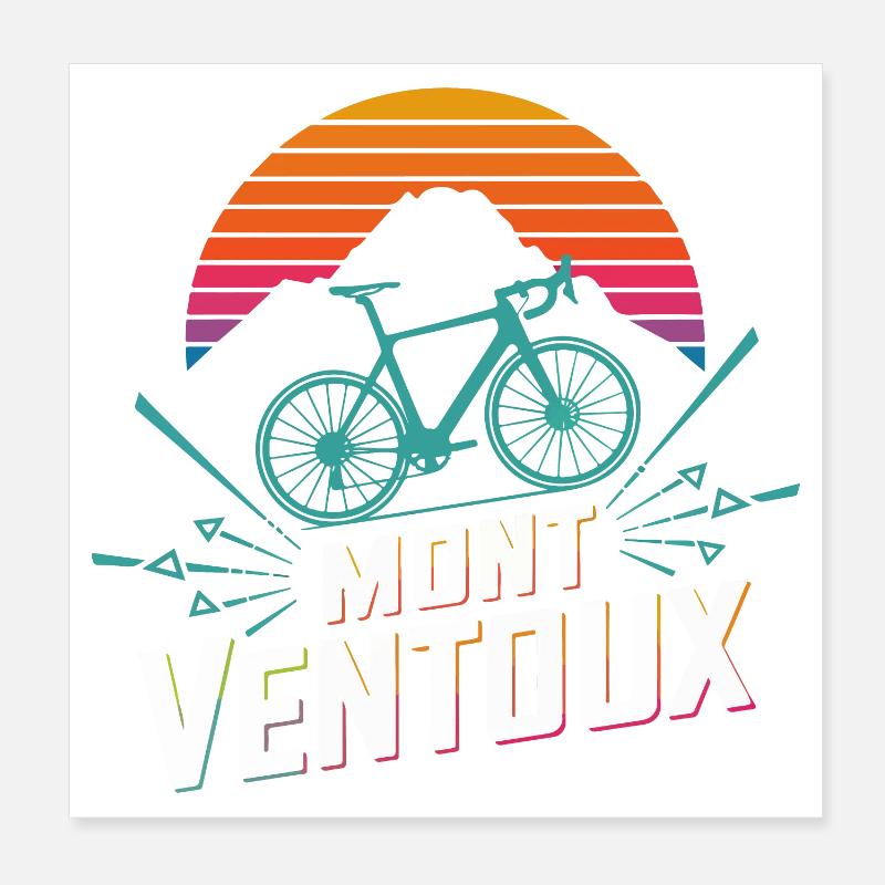 Mont Ventoux Retro Gradient Vélo de Route Art Poster 20 x 20 cm
