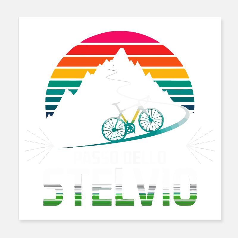 Passo delle Stelvio Cycling Design Poster 20 x 20 cm