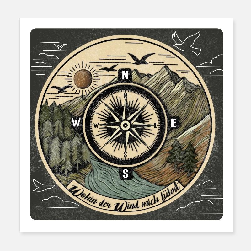 Where the Wind Takes Us – Nature Compass Design Poster 8" x 8" (20x20 cm)