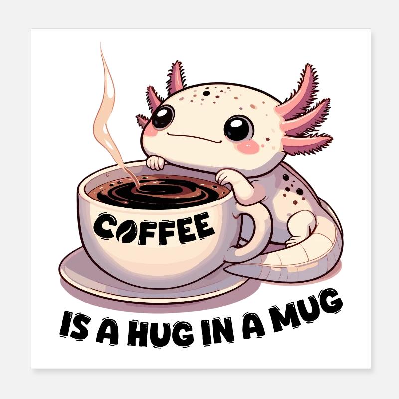 Axolotl Café Câlin Mug Cadeau Poster 20 x 20 cm