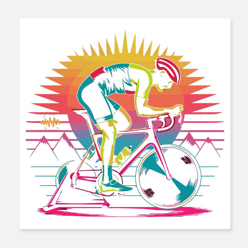 Retro Cyclist Turbo Trainer Poster 20 x 20 cm