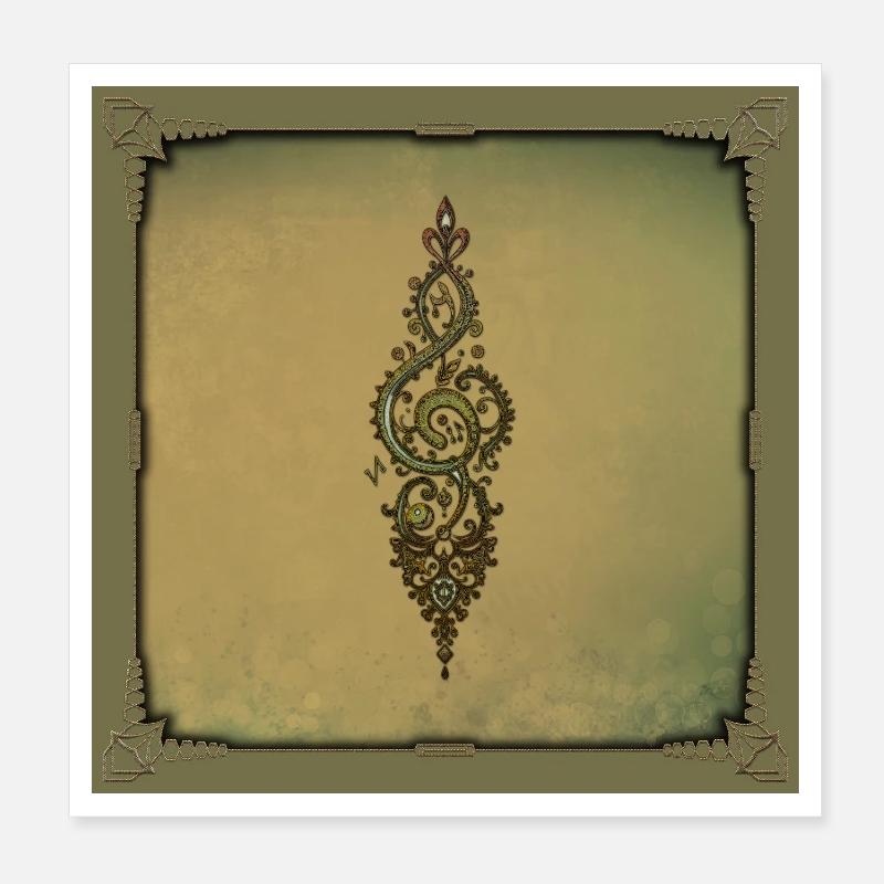 Clé de sol ornée Poster 20 x 20 cm