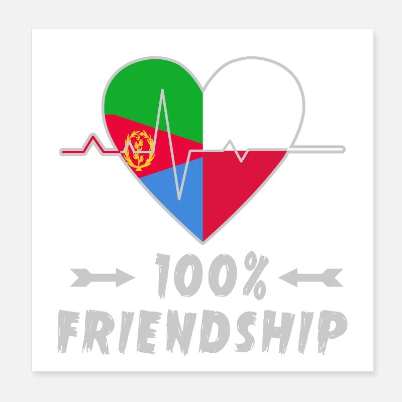 Eritrea und Polen 100% Freundschaft Poster 20x20 cm