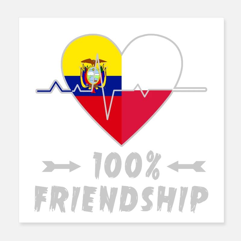 Ecuador und Polen 100% Freundschaft Poster 20x20 cm