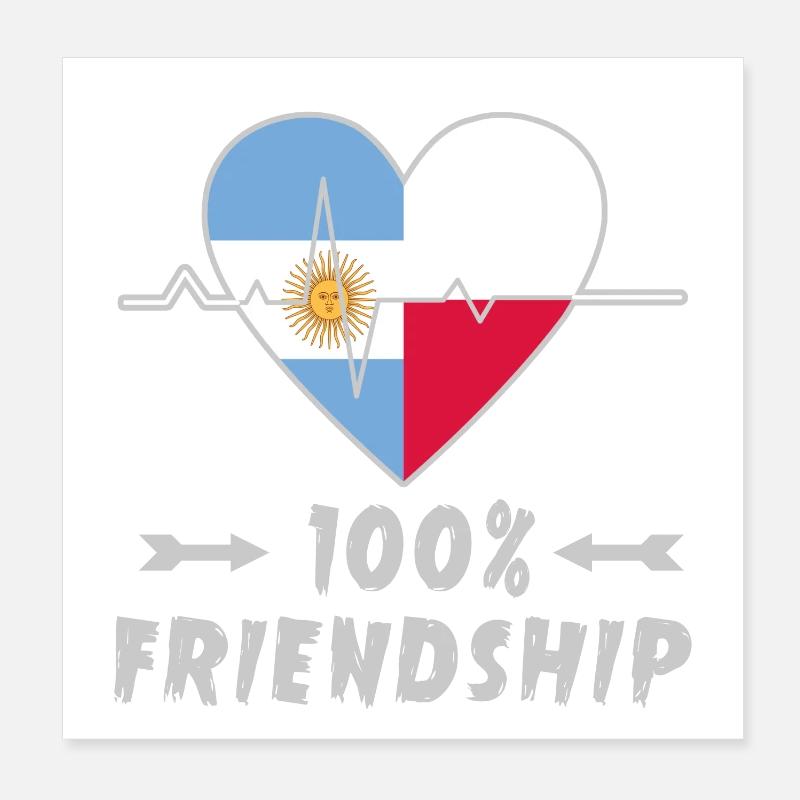 100 % amitié entre l'Argentine et la Pologne Poster 20 x 20 cm
