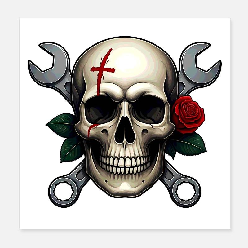 Skull Art - Crâne moderne dans un design bicolore Poster 20 x 20 cm