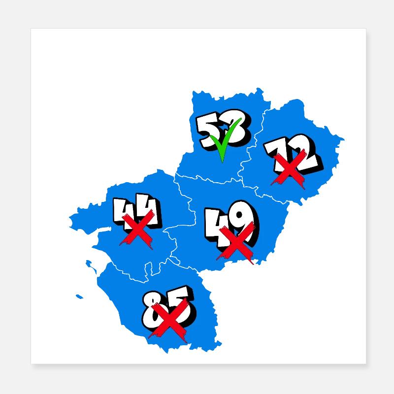 Région pays de la loire Poster 20 x 20 cm