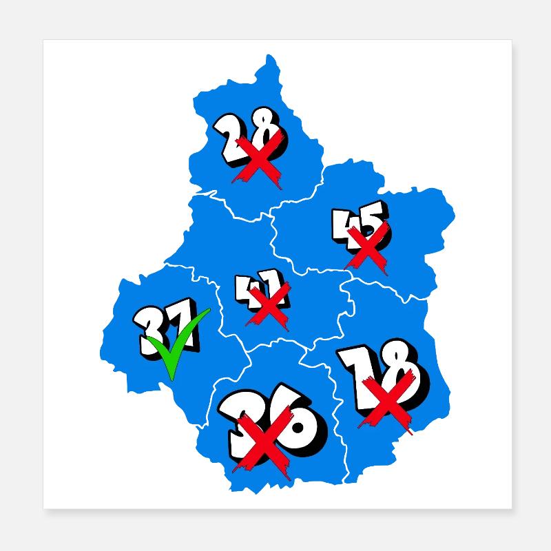 Région centre Poster 20 x 20 cm