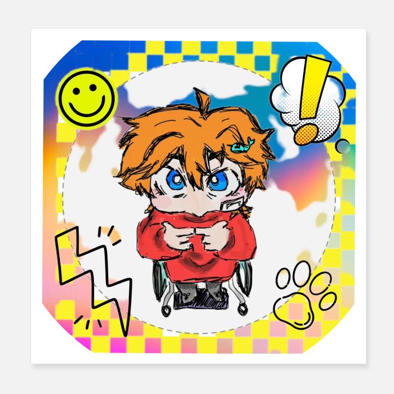 Bunter Popart Rollstuhlheld Poster 20x20 cm