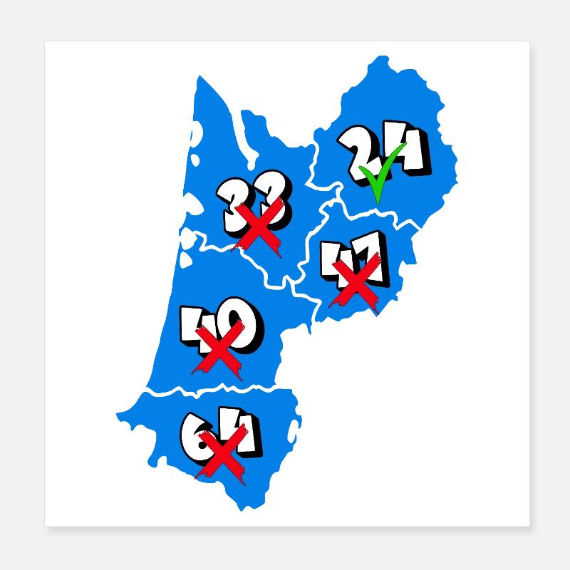 Région Aquitaine Poster 20 x 20 cm