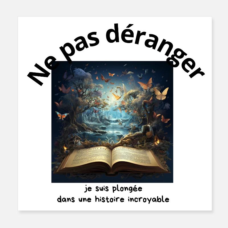 Ne pas déranger lecture Poster 20 x 20 cm
