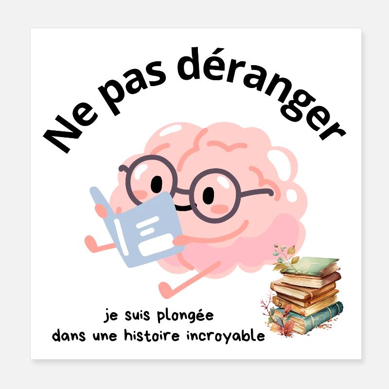 Ne pas déranger lecture Poster 20 x 20 cm