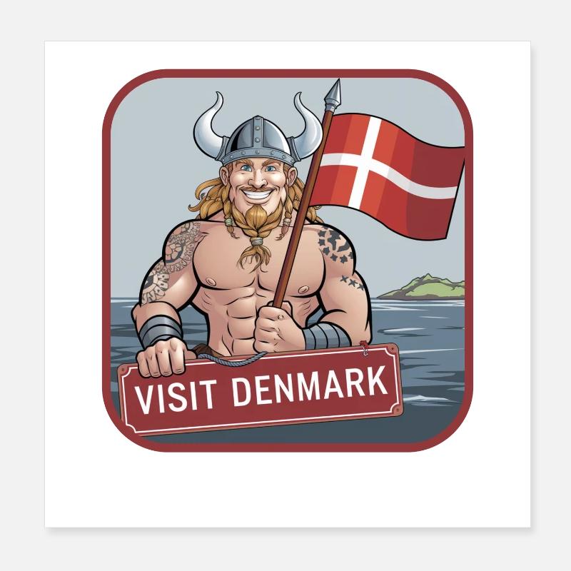 Visiter le Danemark Viking Dannebrog Danemark Vacances Poster 20 x 20 cm