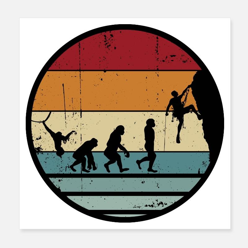 Evolution Climber Retro Kreis Poster 20x20 cm