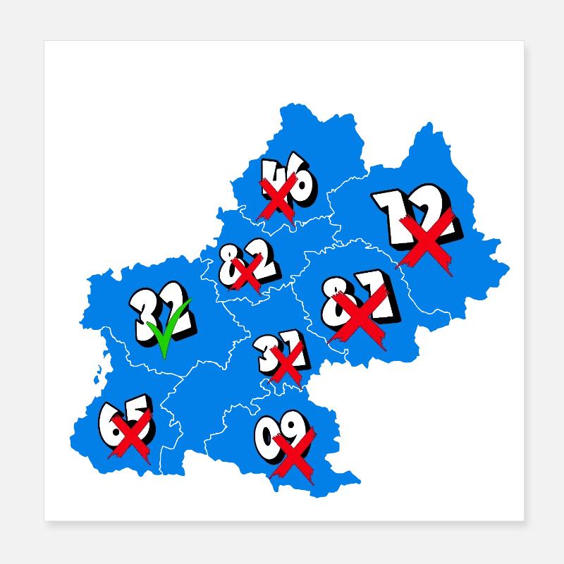 Midi-Pyrénées Region Poster 20x20 cm