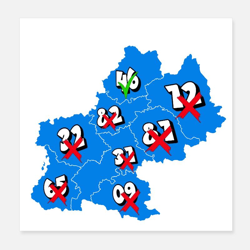 Région Midi-Pyrénées Poster 20 x 20 cm