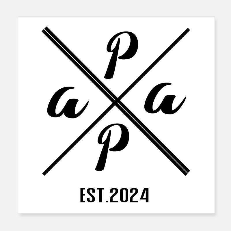 Papa Established 2024 - Conception de cadeaux minimalistes Poster 20 x 20 cm