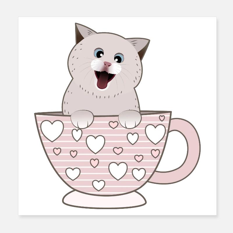 tasse chat mignon Poster 20 x 20 cm