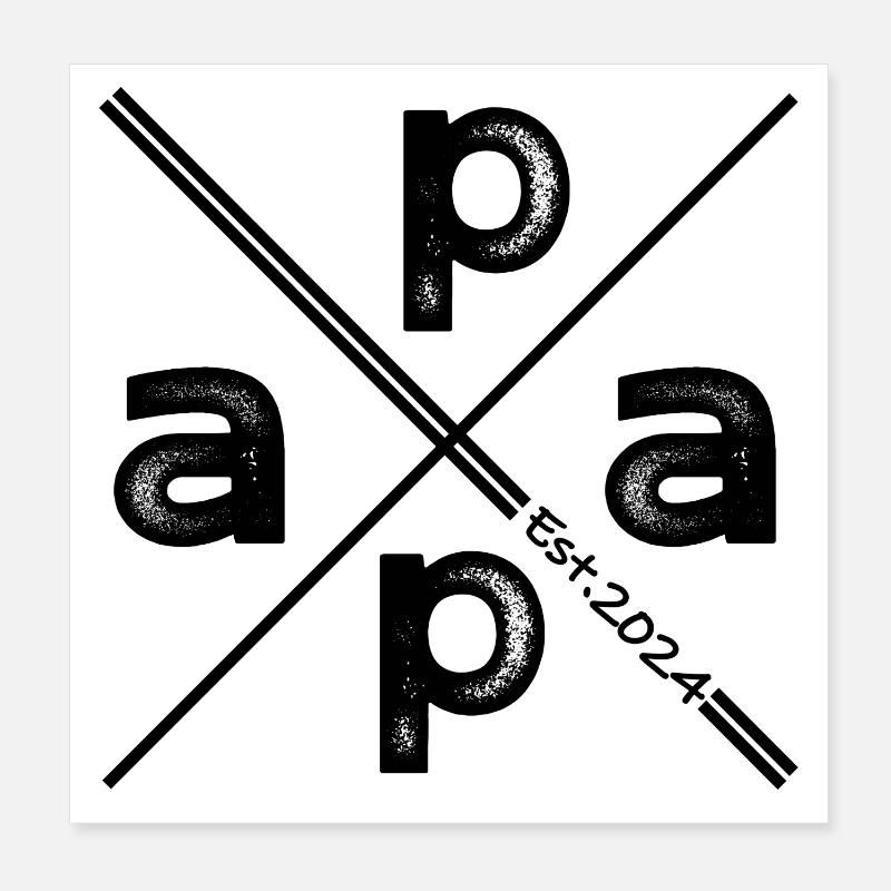 Papa Established 2024 – Vintage Geschenk Design Poster 20x20 cm
